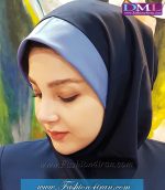 مقنعه اداری تل آبی روشن کد 13