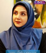 مقنعه آبی روشن تل سرمه ای کد 13 - Image 3