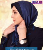 مقنعه اداری آبی تل سرمه ای کد 13 - Image 2