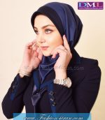 مقنعه اداری آبی تل سرمه ای کد 13