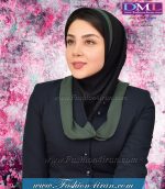 مقنعه حریر سبز زیتونی کد 21