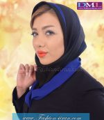 مقنعه حریر آبی کد 21 - Image 3