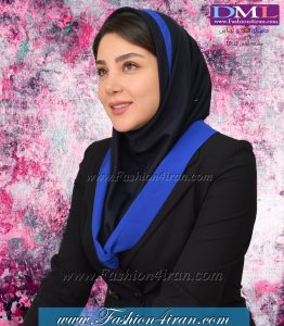 مقنعه حریر آبی کد 21