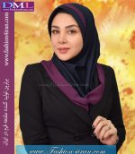 مقنعه حریر بادمجانی کد 21