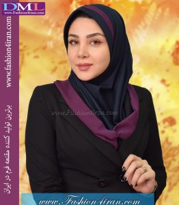 مقنعه حریر بادمجانی کد 21