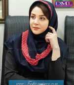 مقنعه حریر قرمز سفید کد 21 - Image 3