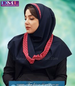 مقنعه حریر قرمز سفید کد 21
