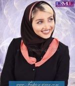 مقنعه حریر گلبهی کد 21