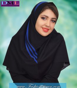 مقنعه حریر آبی کد 38