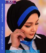 مقنعه تل دار کد 40 حریر آبی