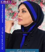 مقنعه کراواتی حریر آبی کد 41