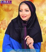 مقنعه کراواتی حریر بادمجانی کد 41 - Image 2