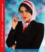 مقنعه کراواتی سفید حریر قرمز کد 41