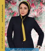 مقنعه کراواتی حریر زرد کد 41 - Image 2