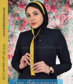 مقنعه کراواتی حریر زرد کد 41 - Image 5