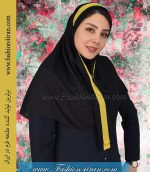 مقنعه کراواتی حریر زرد کد 41 - Image 4