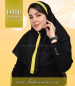 مقنعه کراواتی حریر زرد کد 41