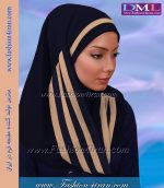 مقنعه شالدار حریر طلایی کد 42 - Image 3