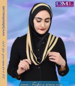 مقنعه شالدار حریر طلایی کد 42