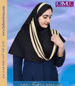 مقنعه شالدار حریر طلایی کد 42 - Image 4