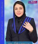 مقنعه حریر شالی آبی کد 43