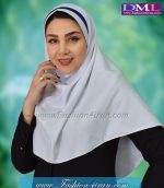 مقنعه سفید تل آبی