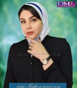 مقنعه سفید تل آبی کد 46 - Image 2