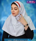 مقنعه سفید تل قرمز