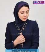 مقنعه با نقاب بادمجانی