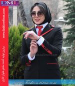 مانتو شلوار مازراتی مشکی قرمز کد 52