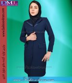 مانتو شلوار فیونا سرمه ای ساتن سرمه ای کد 52