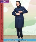 مانتو شلوار فیونا سرمه ای ساتن سرمه ای کد 52 - Image 6