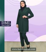 کت شلوار زنانه کرپ سبز کد 53 - Image 4