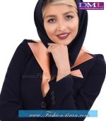 مانتو شلوار کرپ سرمه ای طلایی کد 66