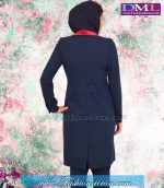 مانتو شلوار فیونا یقه سرخ آبی کد 66 - Image 3