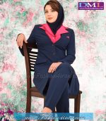 مانتو شلوار فیونا یقه سرخ آبی کد 66