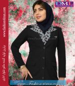 مانتو شلوار فیونا یقه طرح طوسی قرمز کد 66 - Image 3