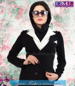 مانتو شلوار کرپ مشکی یقه سفید کد 66 - Image 4