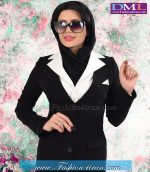 مانتو شلوار کرپ مشکی یقه سفید کد 66