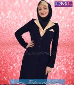 مانتو شلوار کرپ سرمه ای طلایی کد 66 - Image 2