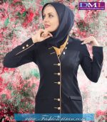 مانتو شلوار کد 74 فاستونی سرمه ای طلایی