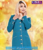 مانتو شلوار کرپ فیروزه ای طلایی کد 74