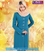 مانتو شلوار کرپ فیروزه ای طلایی کد 74 - Image 2