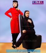 مانتو شلوار کرپ سرمه ای قرمز کد 74 - Image 5