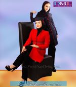 مانتو شلوار کرپ سرمه ای قرمز کد 74 - Image 4