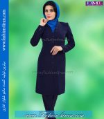 مانتو شلوار کرپ سرمه ای کد 74