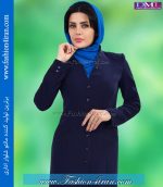 مانتو شلوار کرپ سرمه ای کد 74 - Image 4