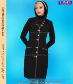 مانتو شلوار کرپ مشکی طلایی کد 74