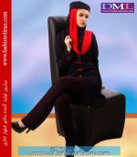 مانتو شلوار کرپ سرمه ای قرمز کد 74 - Image 3