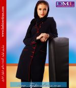 مانتو شلوار کرپ سرمه ای قرمز کد 74